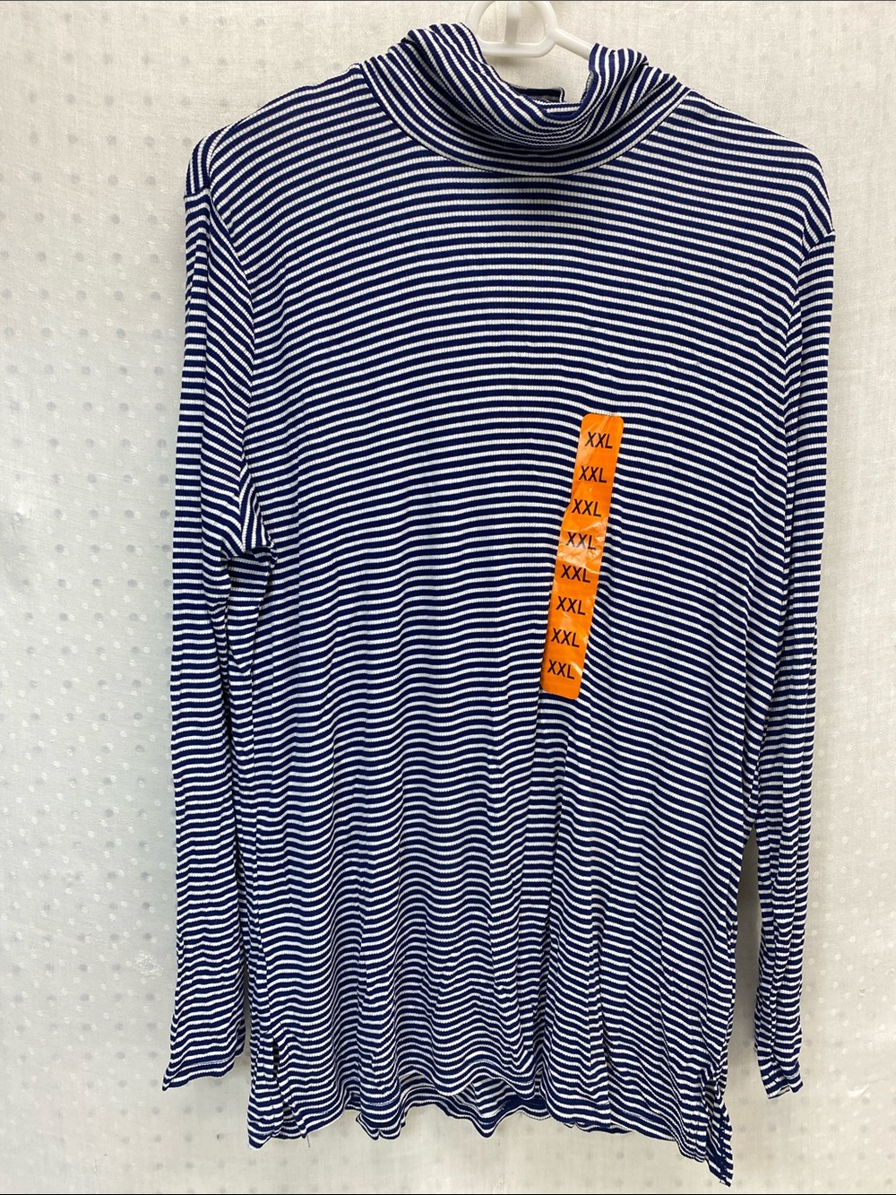 Jones New York Navy and White Striped Turtleneck Sweater Soft Stretchy XXL NEW